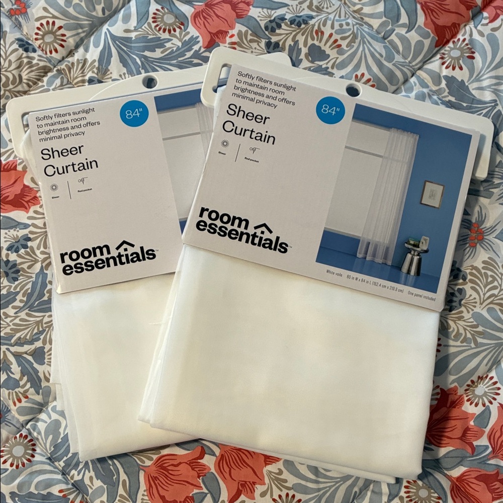 Room Essentials NEW Sheer Curtains 84”x 60”